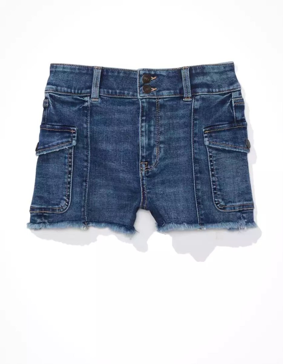 Shorts American Eagle AE Ne(x)t Level Super High-Waisted Denim Indigo Femme | UPX-89992622